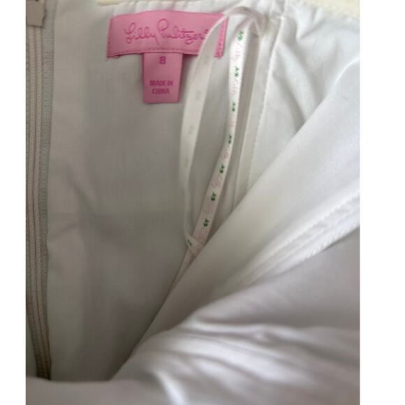 Lilly‎ Pulitzer Bowen Cameo White Macrame Me Print Strapless Dress Size 8 - Picture 9 of 10